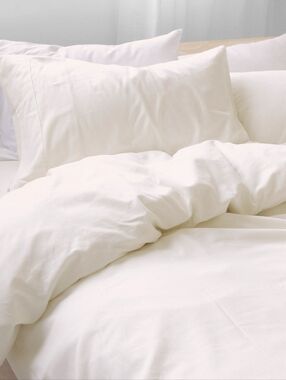 Au Lit Fine Linens Cotton Flannel Fitted Sheet Queen Ivory